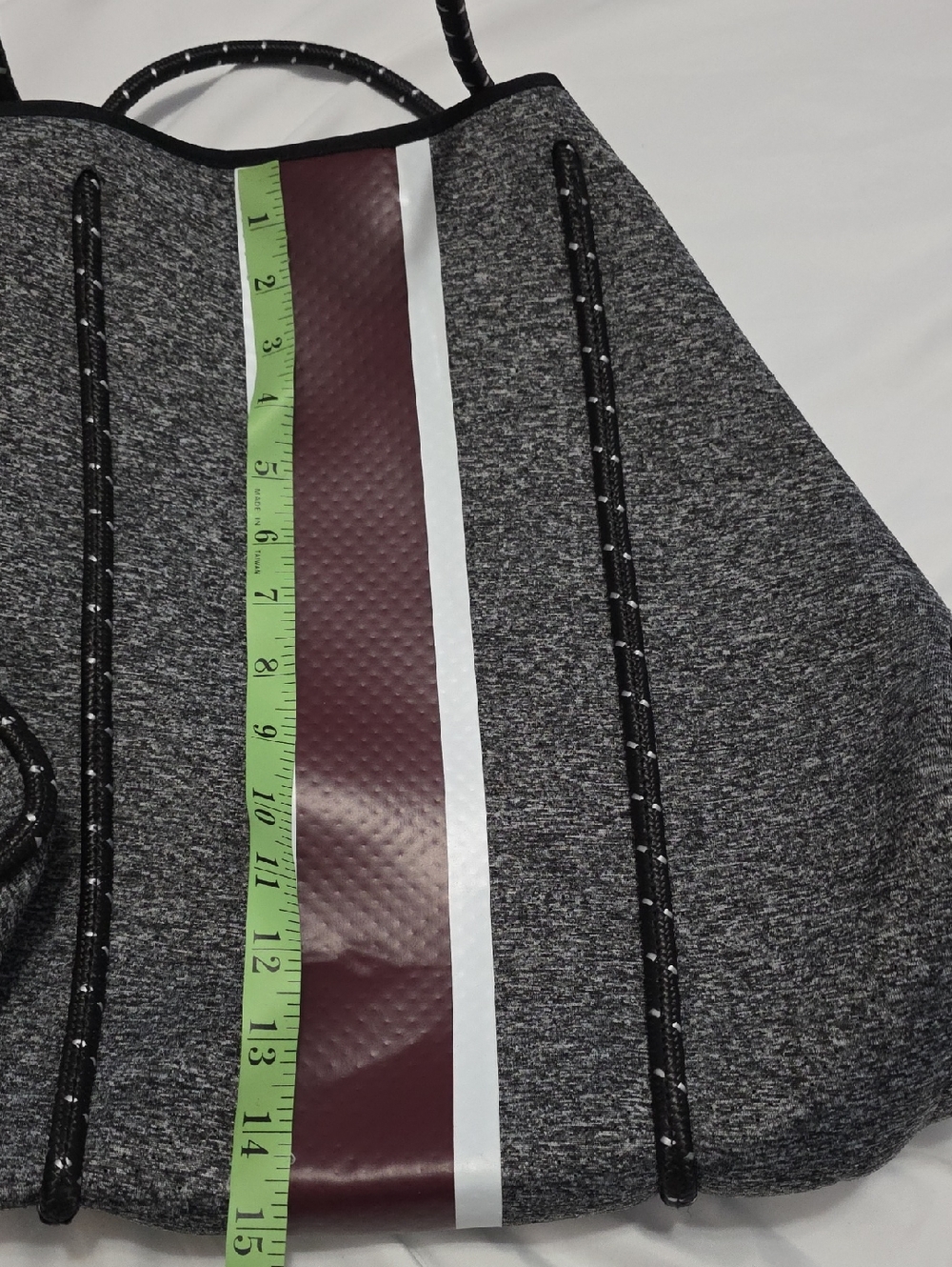 Grey Tote Bag with Burgundy Stripe - Haute Shore - Picture 6 of 6